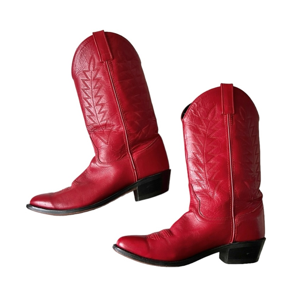 Old West Vintage Red Leather Classic Cowboy Boots